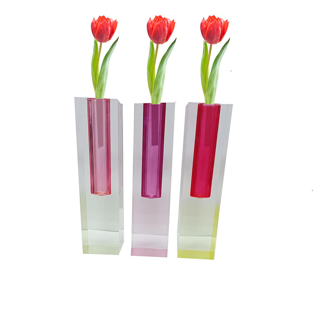 Modern Iridescent Rainbow Acrylic Flower Vase